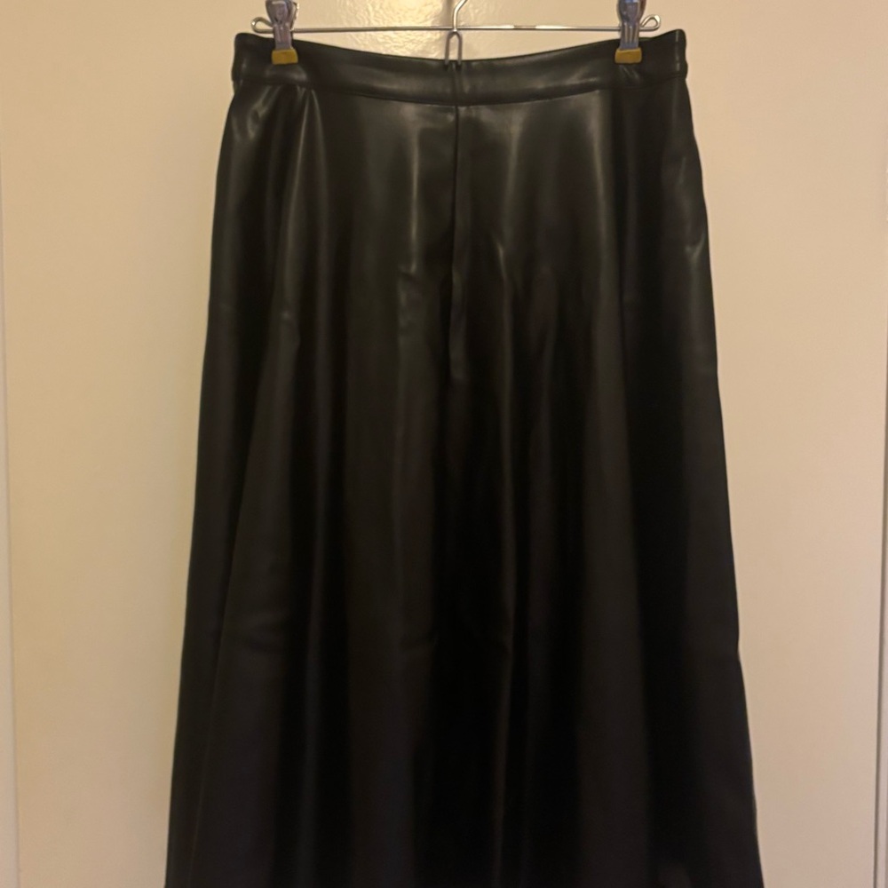Vegan Leather Black A-Line Skirt